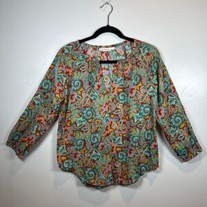 Roller Rabbit Floral Bohemian Top Size Medium